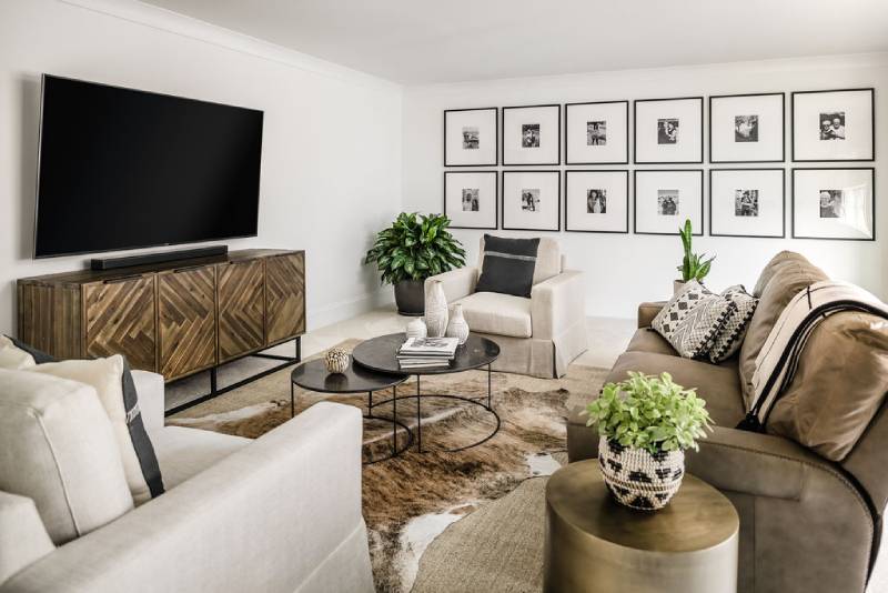 Neutral and Bold Media Room